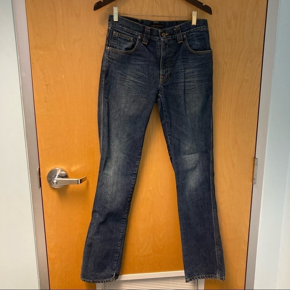 NUDIE Sz 30 Jeans Slim Jim in Light Darkness 100% Cotton Made In Italy Jeans